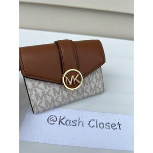 Michael Kors wallet carmen trifold medium leather purse vanilla